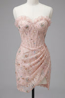Load image into Gallery viewer, Green Floral Corset Tight Short Cocktail Dress with Ruffles