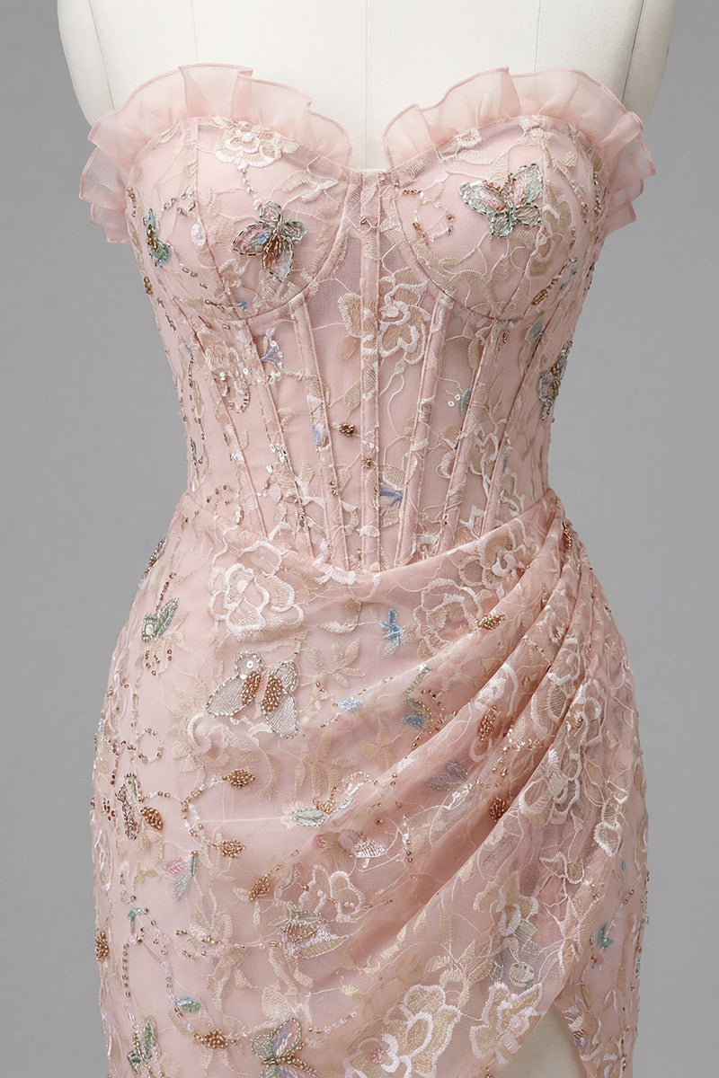 Load image into Gallery viewer, Green Floral Corset Tight Short Cocktail Dress with Ruffles