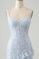 Load image into Gallery viewer, Floral Ivory Corset Sequin Tight Short Cocktail Dress with Ruffles