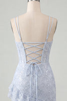Load image into Gallery viewer, Floral Ivory Corset Sequin Tight Short Cocktail Dress with Ruffles