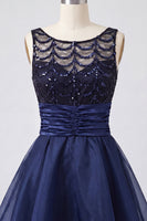 Load image into Gallery viewer, Sparkly Dark Green Sequin Ruched A-Line Short Cocktail Dress