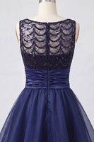 Load image into Gallery viewer, Sparkly Dark Green Sequin Ruched A-Line Short Cocktail Dress