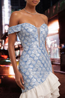 Load image into Gallery viewer, Sparkly Sequin Green Tight Short Ruffled Cocktail Dress