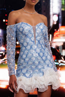 Load image into Gallery viewer, Sparkly Green Sequin Ruffled Tight Short Cocktail Dress with Sleeves
