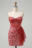 Load image into Gallery viewer, Silver Sparkly Sequin Corset Ruched Tight Short Cocktail Dress