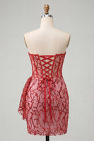 Load image into Gallery viewer, Silver Sparkly Sequin Corset Ruched Tight Short Cocktail Dress