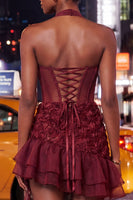 Load image into Gallery viewer, Floral Hot Pink Corset Ruffled Tight Short Cocktail Dress