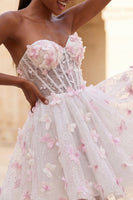 Load image into Gallery viewer, Glitter Light Blue Corset A-Line Short Cocktail Dress with 3D Butterflies