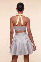 Load image into Gallery viewer, 2 Piece Red and Blue Halter Neck Short Cocktail Dress