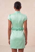 Load image into Gallery viewer, Blue High Neck Tight Short Cocktail Dress with Sleeves