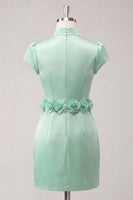 Load image into Gallery viewer, Blue High Neck Tight Short Cocktail Dress with Sleeves