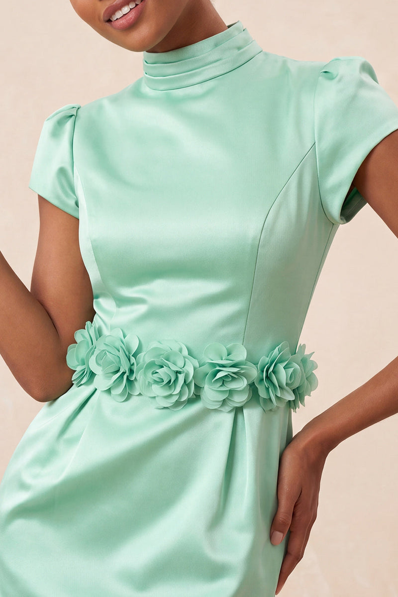 Load image into Gallery viewer, Blue High Neck Tight Short Cocktail Dress with Sleeves