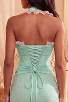 Load image into Gallery viewer, Sparkly Mint Green Corset Beaded Ruffled Tight Short Cocktail Dress