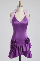 Load image into Gallery viewer, Mint Green Ruffled Tight Short Cocktail Dress with 3D Flowers