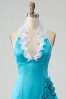 Load image into Gallery viewer, Fuchsia Ruffled Tight Short Cocktail Dress with 3D Flowers