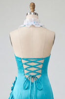 Load image into Gallery viewer, Fuchsia Ruffled Tight Short Cocktail Dress with 3D Flowers