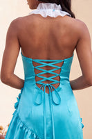 Load image into Gallery viewer, Fuchsia Ruffled Tight Short Cocktail Dress with 3D Flowers