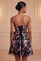 Load image into Gallery viewer, Floral Sparkly Pink Beaded A-Line Short Cocktail Dress with Bow
