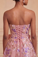 Load image into Gallery viewer, Floral Sparkly Pink Beaded A-Line Short Cocktail Dress with Bow