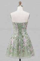 Load image into Gallery viewer, Floral Sparkly Pink Beaded A-Line Short Cocktail Dress with Bow