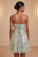 Load image into Gallery viewer, Floral Sparkly Pink Beaded A-Line Short Cocktail Dress with Bow