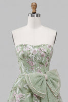 Load image into Gallery viewer, Floral Sparkly Pink Beaded A-Line Short Cocktail Dress with Bow