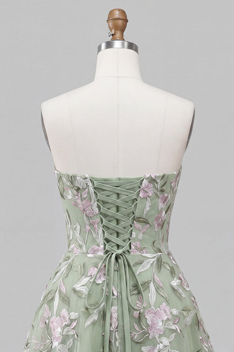 Load image into Gallery viewer, Floral Sparkly Pink Beaded A-Line Short Cocktail Dress with Bow