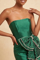 Load image into Gallery viewer, Fuchsia Sparkly Satin Beaded Tight Short Cocktail Dress with Bow