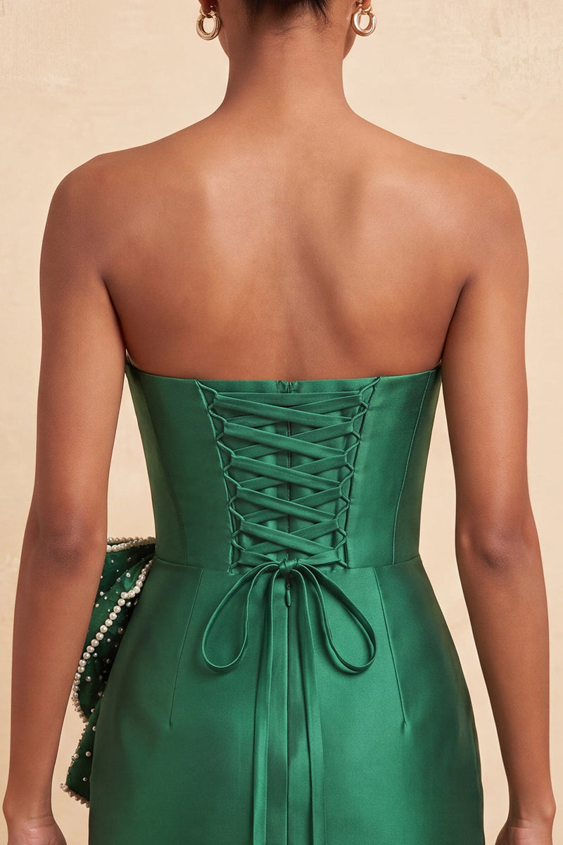 Load image into Gallery viewer, Fuchsia Sparkly Satin Beaded Tight Short Cocktail Dress with Bow