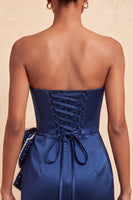 Load image into Gallery viewer, Fuchsia Sparkly Satin Beaded Tight Short Cocktail Dress with Bow