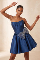 Load image into Gallery viewer, Light Pink Sparkly Corset Beaded A-Line Short Cocktail Dress with Bow