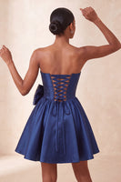 Load image into Gallery viewer, Light Pink Sparkly Corset Beaded A-Line Short Cocktail Dress with Bow