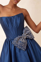 Load image into Gallery viewer, Light Pink Sparkly Corset Beaded A-Line Short Cocktail Dress with Bow