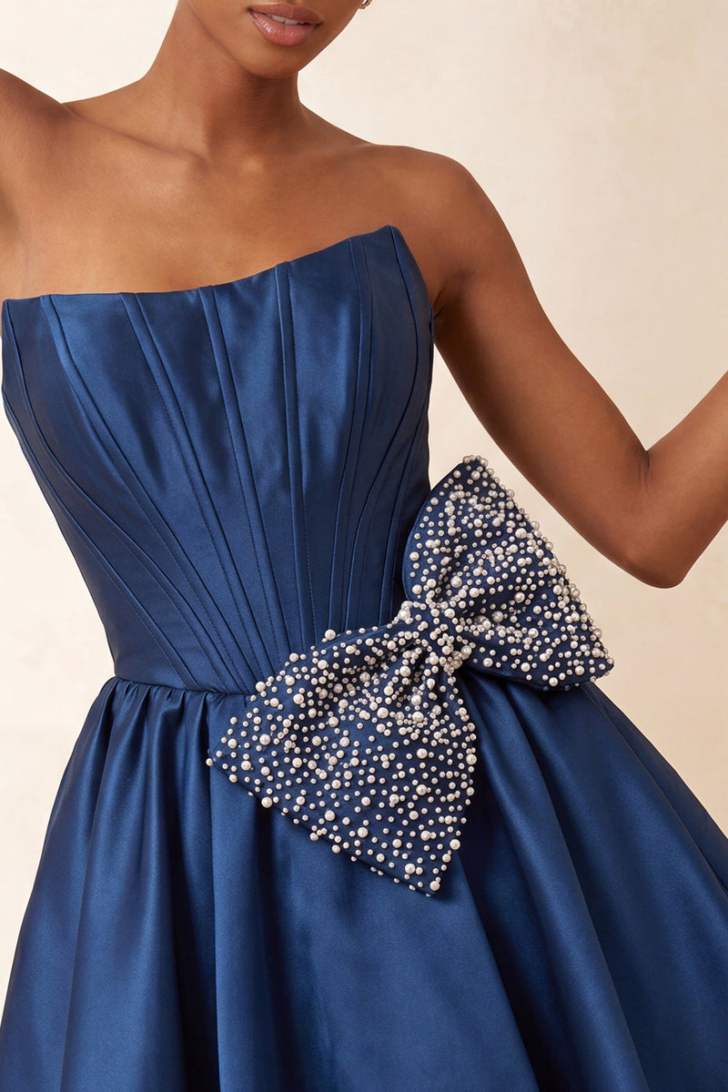 Load image into Gallery viewer, Light Pink Sparkly Corset Beaded A-Line Short Cocktail Dress with Bow