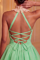 Load image into Gallery viewer, Mint Green Ruched A-Line Short Cocktail Dress with Ruffles