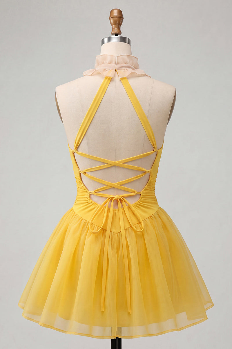 Load image into Gallery viewer, Mint Green Ruched A-Line Short Cocktail Dress with Ruffles