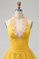 Load image into Gallery viewer, Mint Green Ruched A-Line Short Cocktail Dress with Ruffles