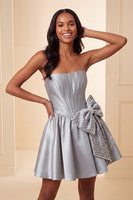 Load image into Gallery viewer, Royal Blue Corset Strapless A-Line Short Cocktail Dress with Bow