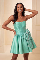 Load image into Gallery viewer, Royal Blue Corset Strapless A-Line Short Cocktail Dress with Bow