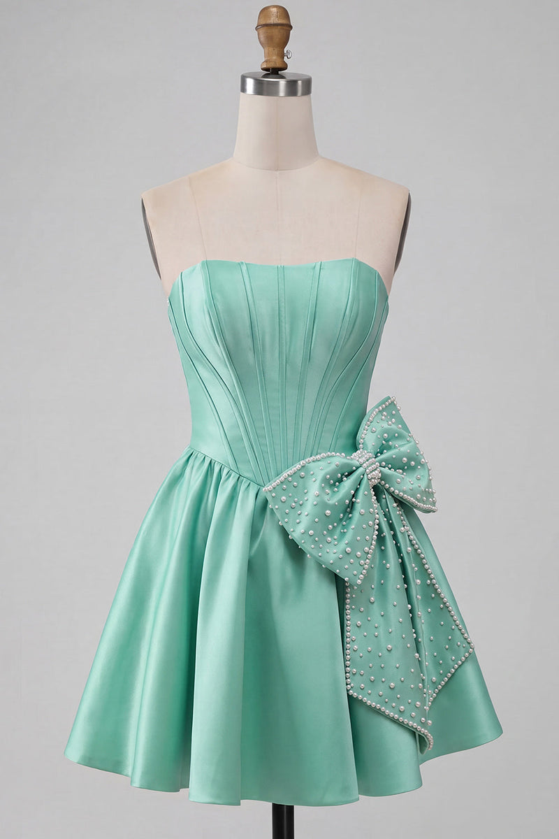 Load image into Gallery viewer, Royal Blue Corset Strapless A-Line Short Cocktail Dress with Bow
