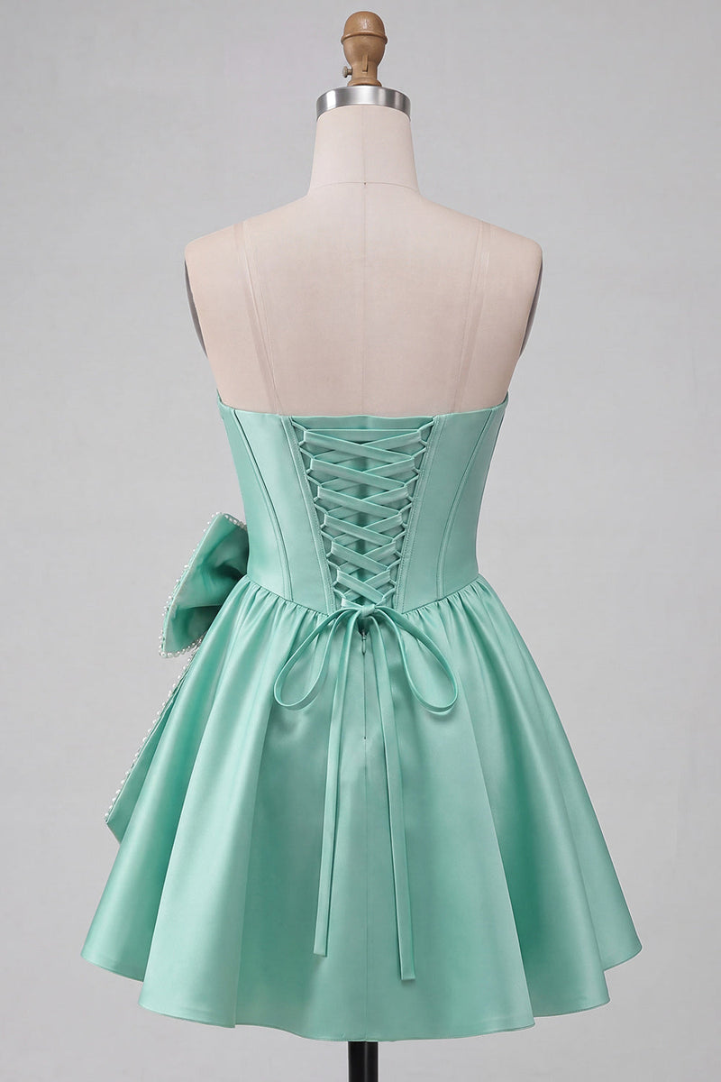 Load image into Gallery viewer, Royal Blue Corset Strapless A-Line Short Cocktail Dress with Bow