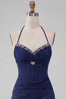 Load image into Gallery viewer, Corset Sparkly Mint Green Ruched Beaded Tight Short Cocktail Dress