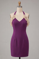 Load image into Gallery viewer, Black Halter Neck Tight Short Cocktail Dress with Ruffles