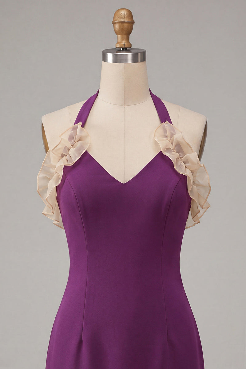 Load image into Gallery viewer, Black Halter Neck Tight Short Cocktail Dress with Ruffles