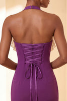 Load image into Gallery viewer, Black Halter Neck Tight Short Cocktail Dress with Ruffles