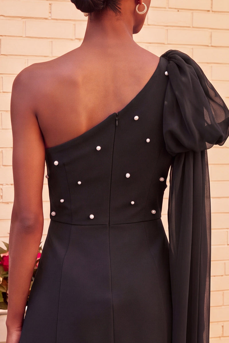 Load image into Gallery viewer, Sparkly Light Blue Beaded Short Cocktail Dress with Side Cape