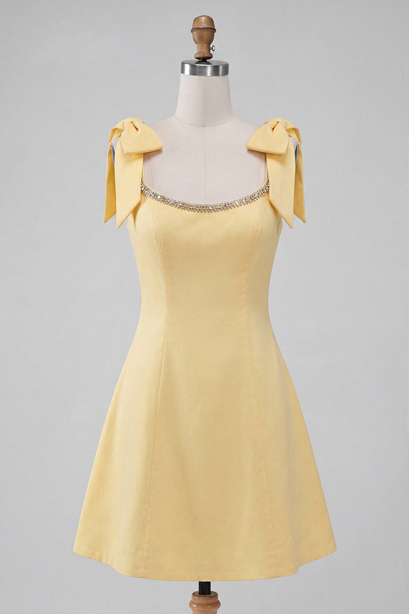 Load image into Gallery viewer, Red Scoop Neck A-Line Short Cocktail Dress with Bows