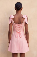 Load image into Gallery viewer, Red Scoop Neck A-Line Short Cocktail Dress with Bows