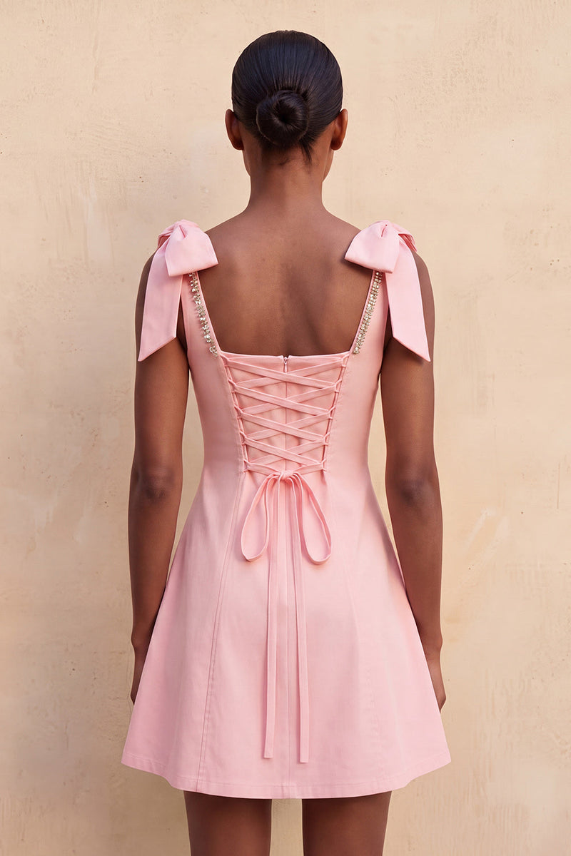 Load image into Gallery viewer, Red Scoop Neck A-Line Short Cocktail Dress with Bows