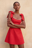 Load image into Gallery viewer, Red Scoop Neck A-Line Short Cocktail Dress with Bows